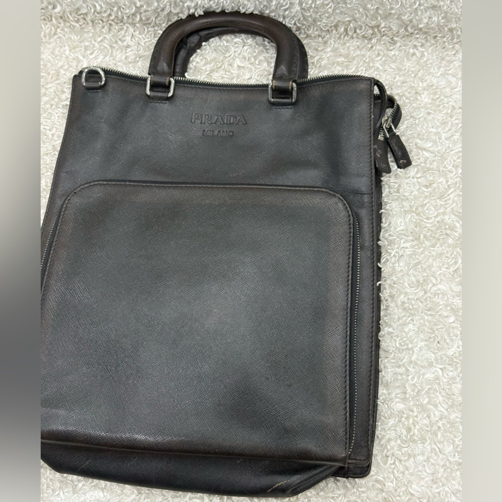Prada Aged Saffiano Leather Vertical Briefcase Bag - Picture 5 of 16